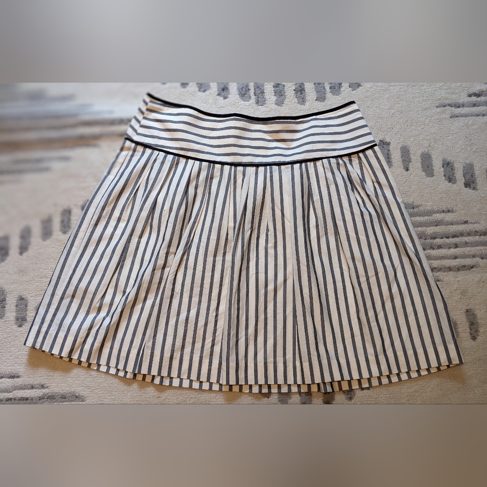 Ann Taylor Petite A Line White and Gray Striped Skirt - Size 12 P
